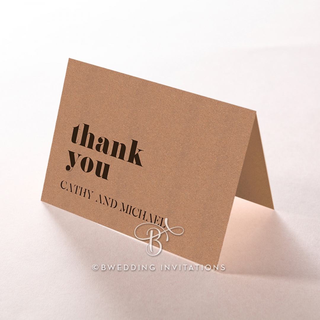 Etched Cork Letter thank you wedding card