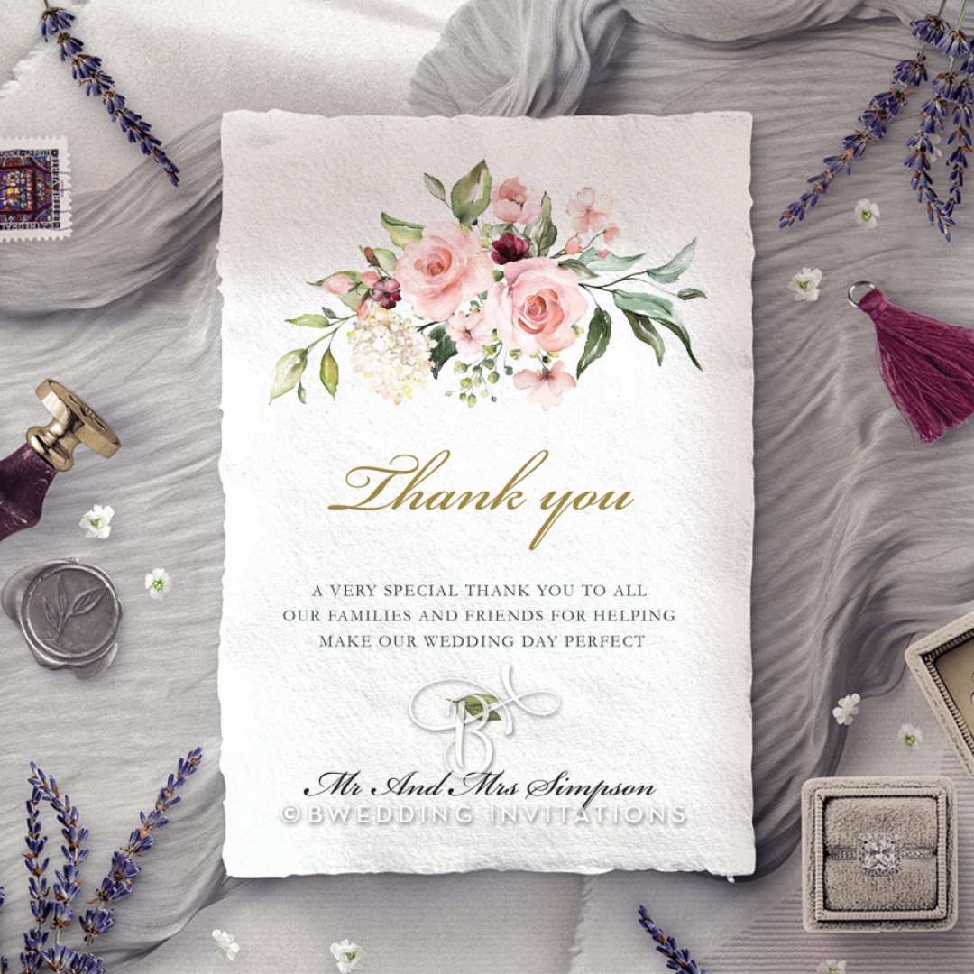 Geometric Bloom thank you wedding card design