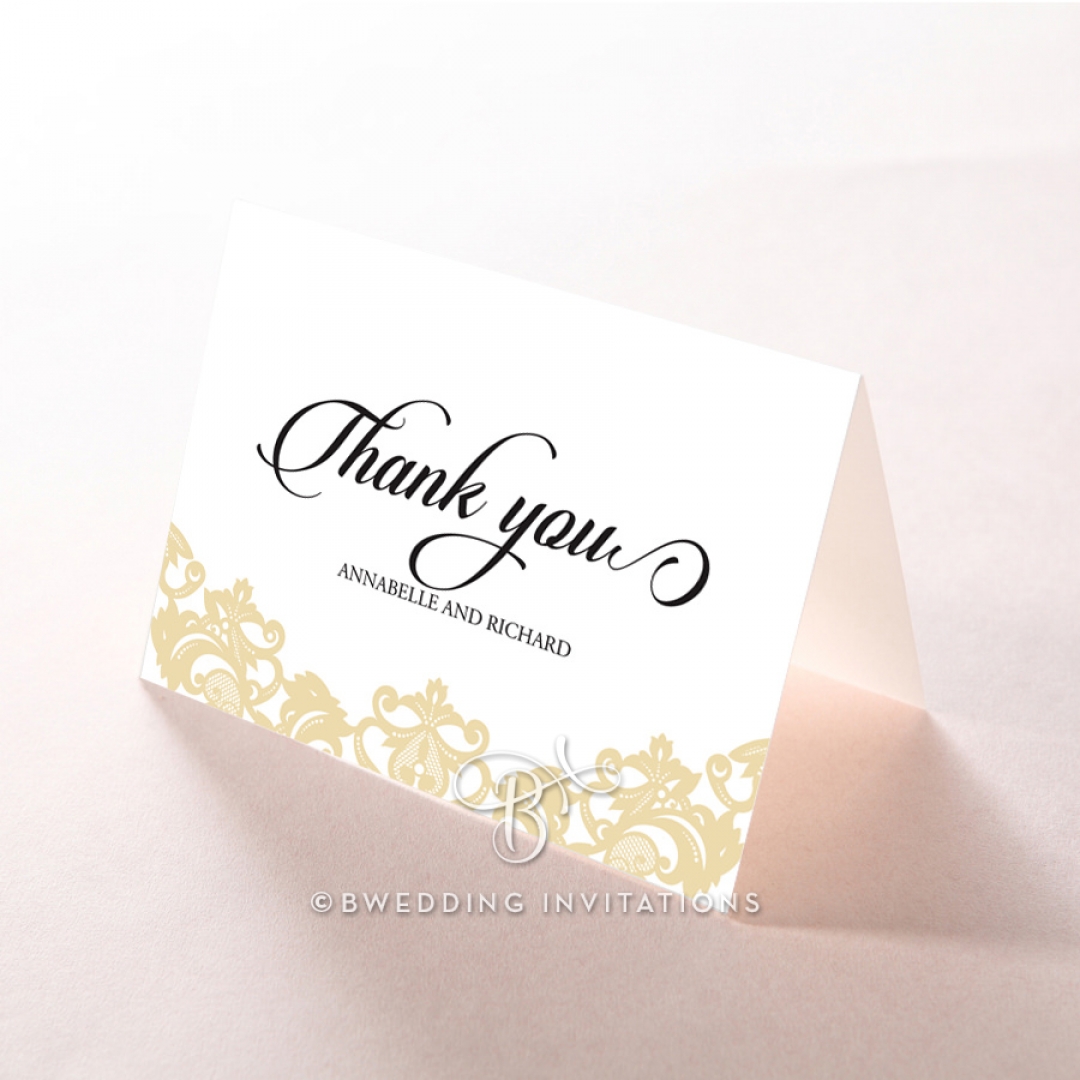 Golden Baroque Pocket thank you invitation card