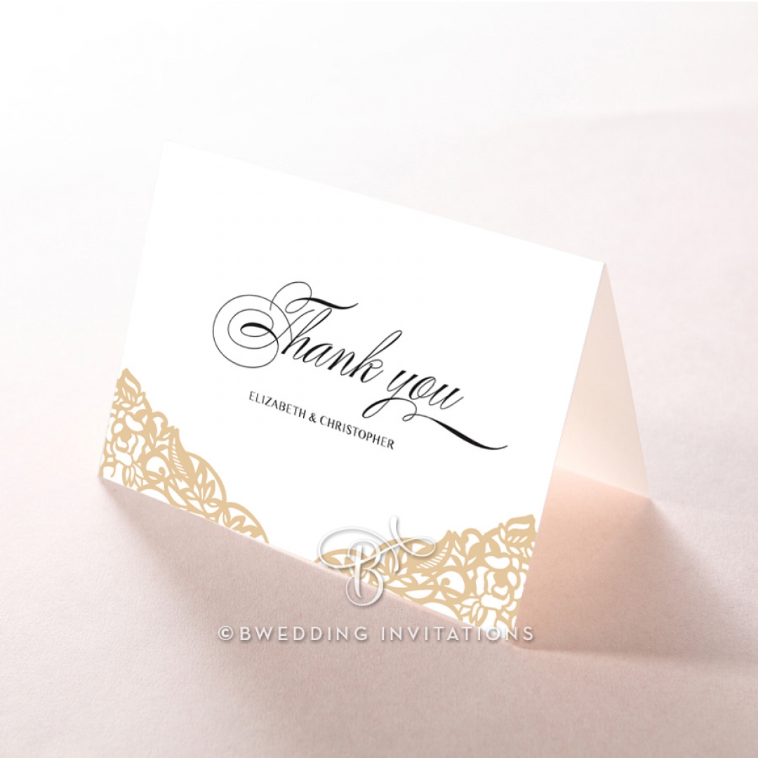 Golden Floral Lux thank you wedding card design