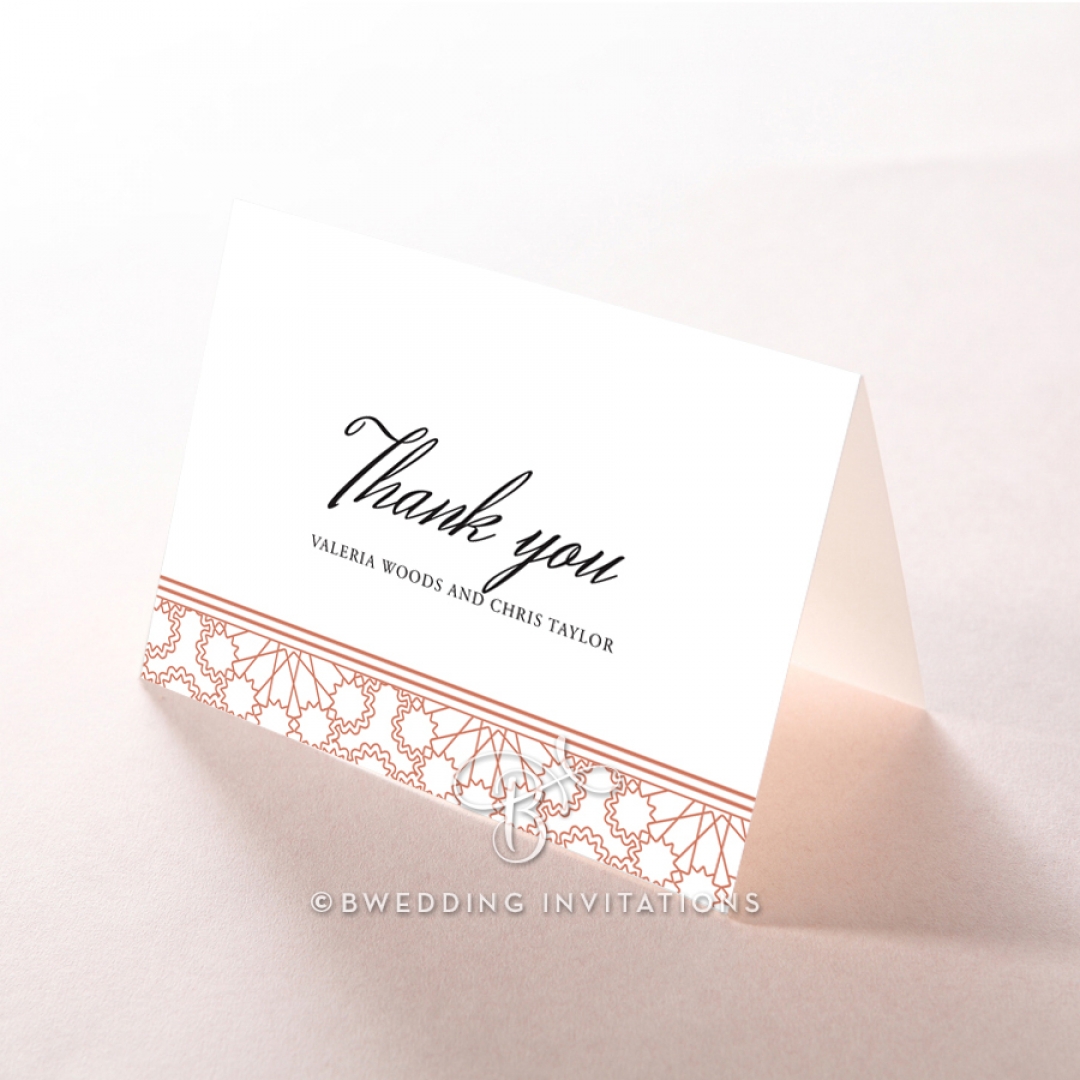 Marrakech wedding stationery thank you card design