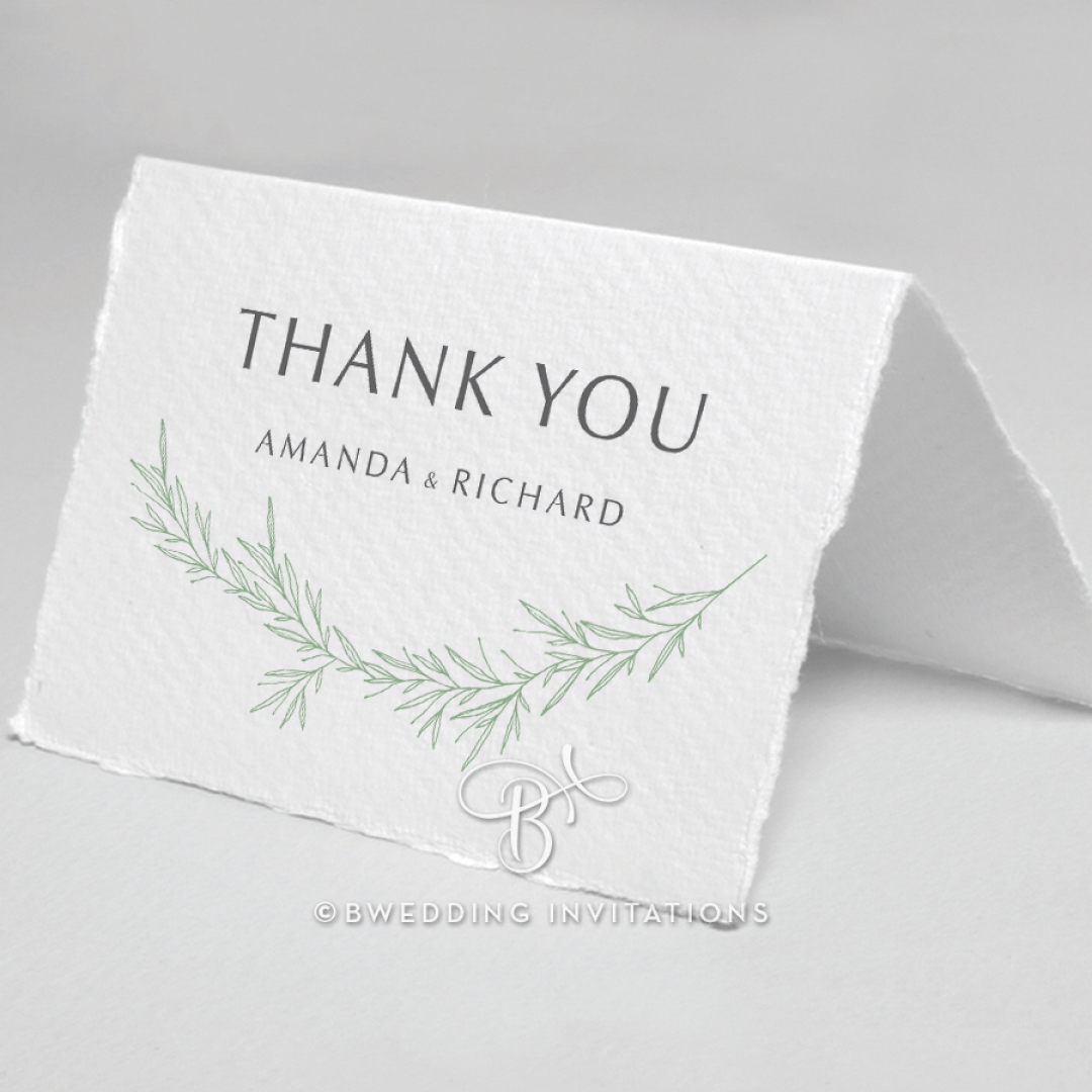 Minimalist Wreath thank you wedding card