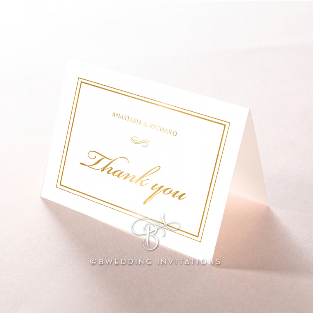 Quilted Letterpress Elegance with foil thank you invitation card