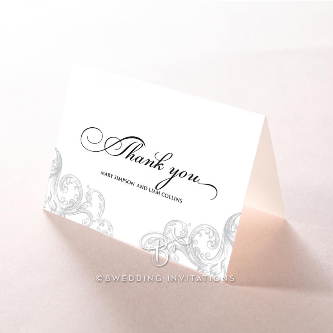 Regally Romantic thank you wedding card