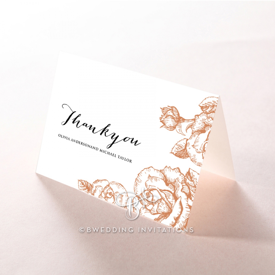 Rose Romance Letterpress wedding thank you card