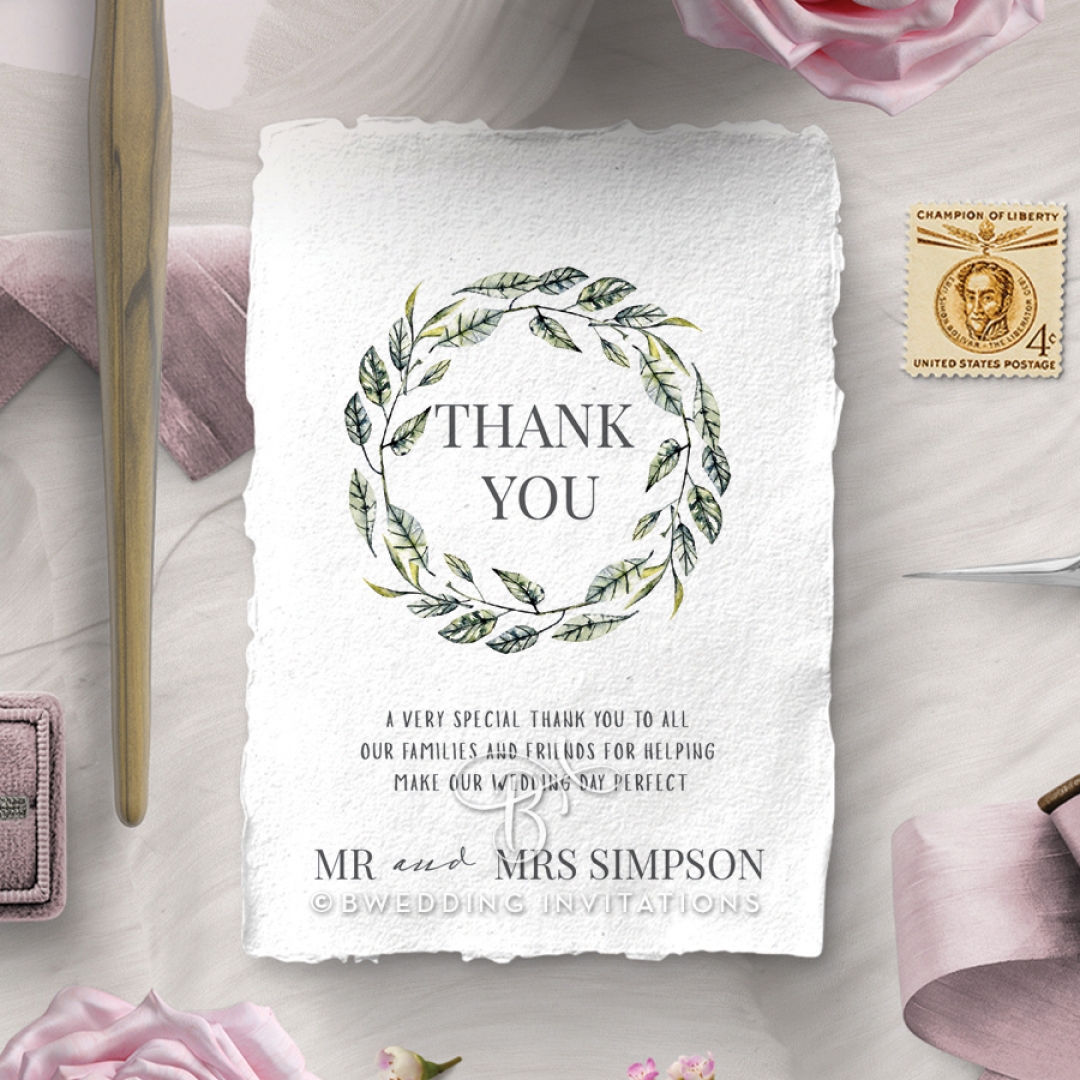 Rustic Affair thank you stationery card design