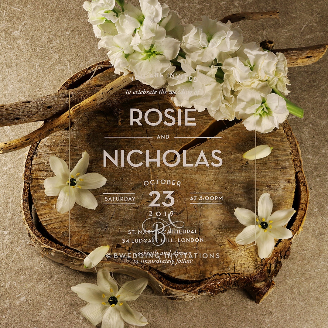 Clear Chic Charm Acrylic Wedding Invite