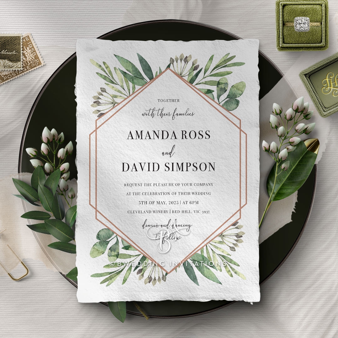 Modern Greenery Invite Card