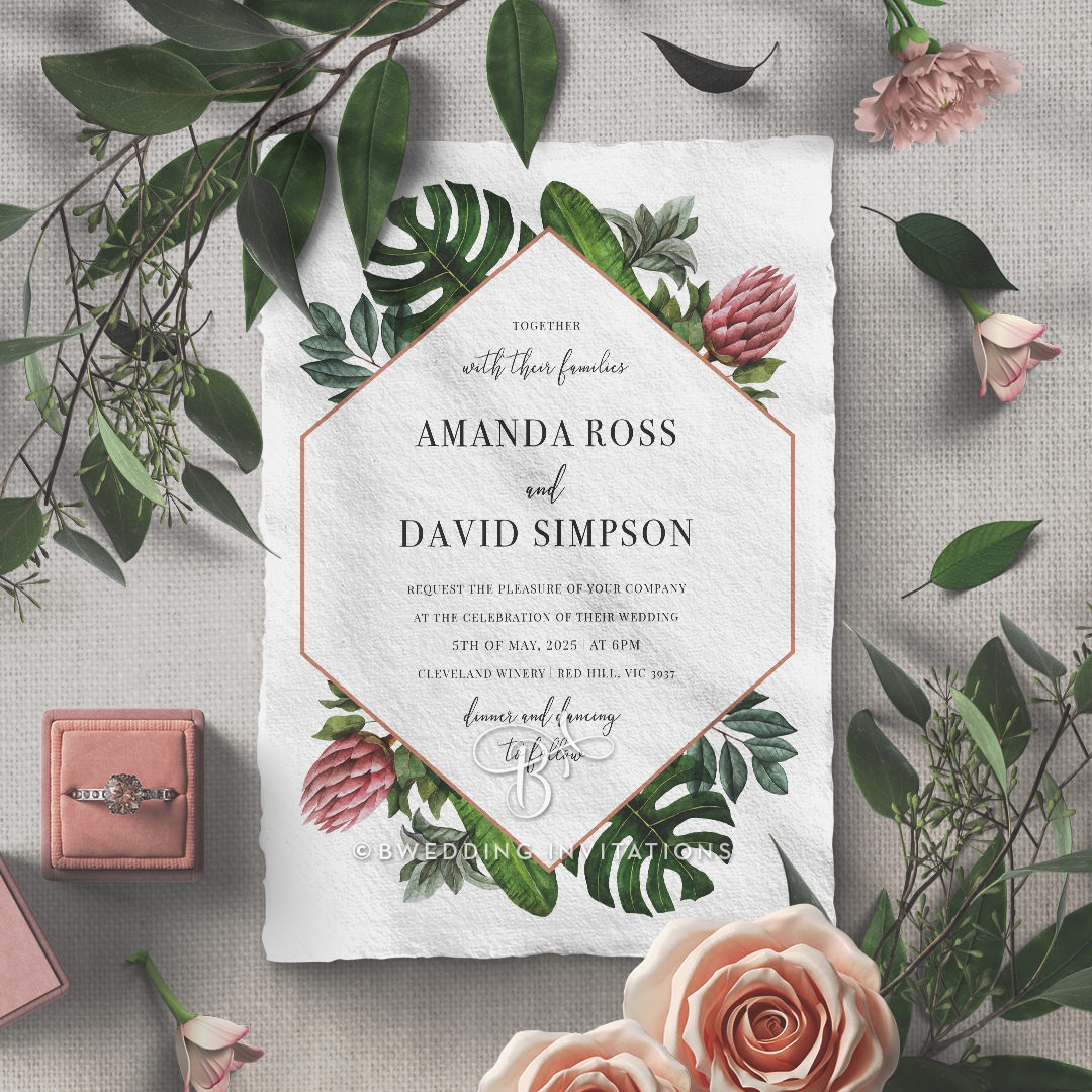 Tropical Island Wedding Invite Card Design