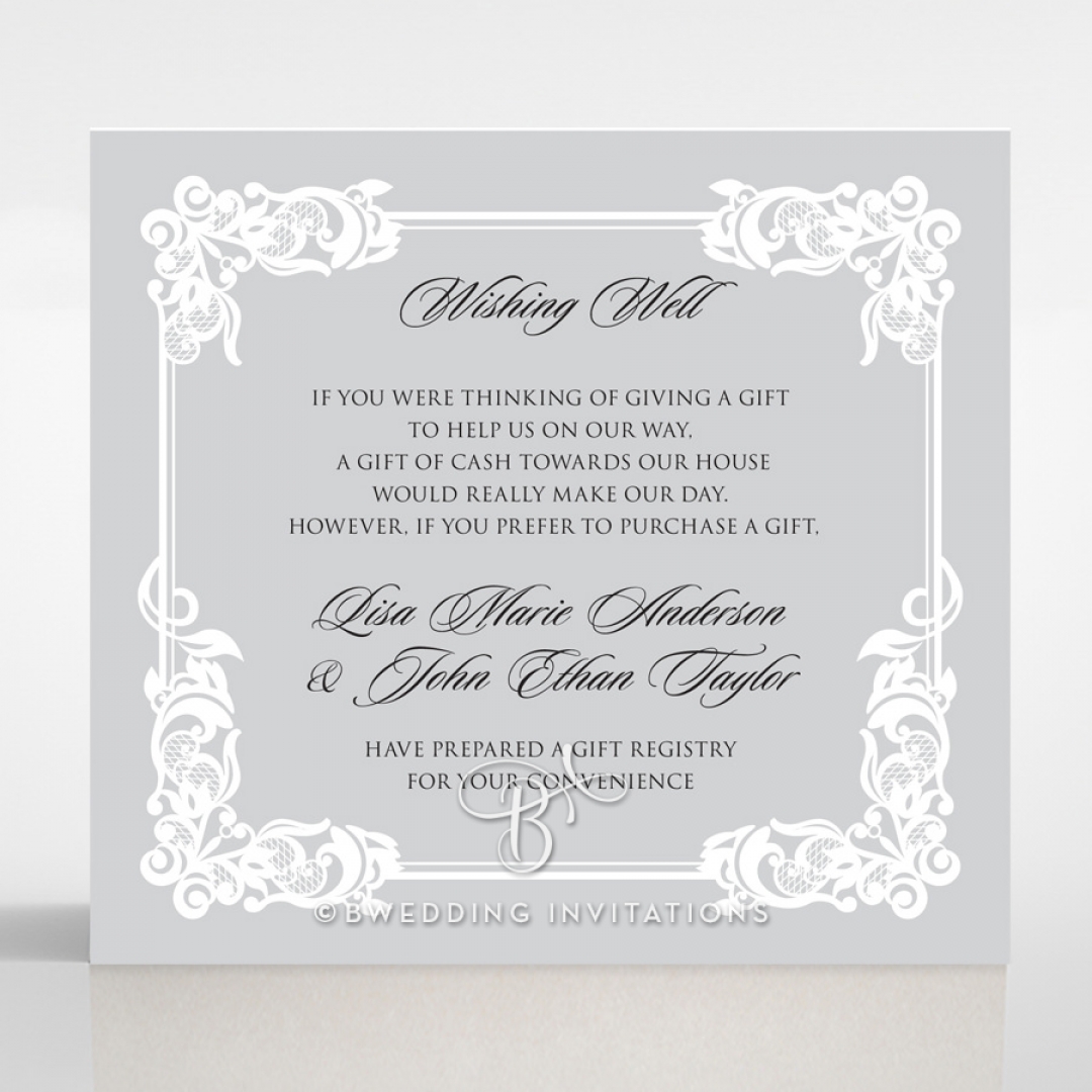 Black Divine Damask wedding stationery wishing well enclosure card