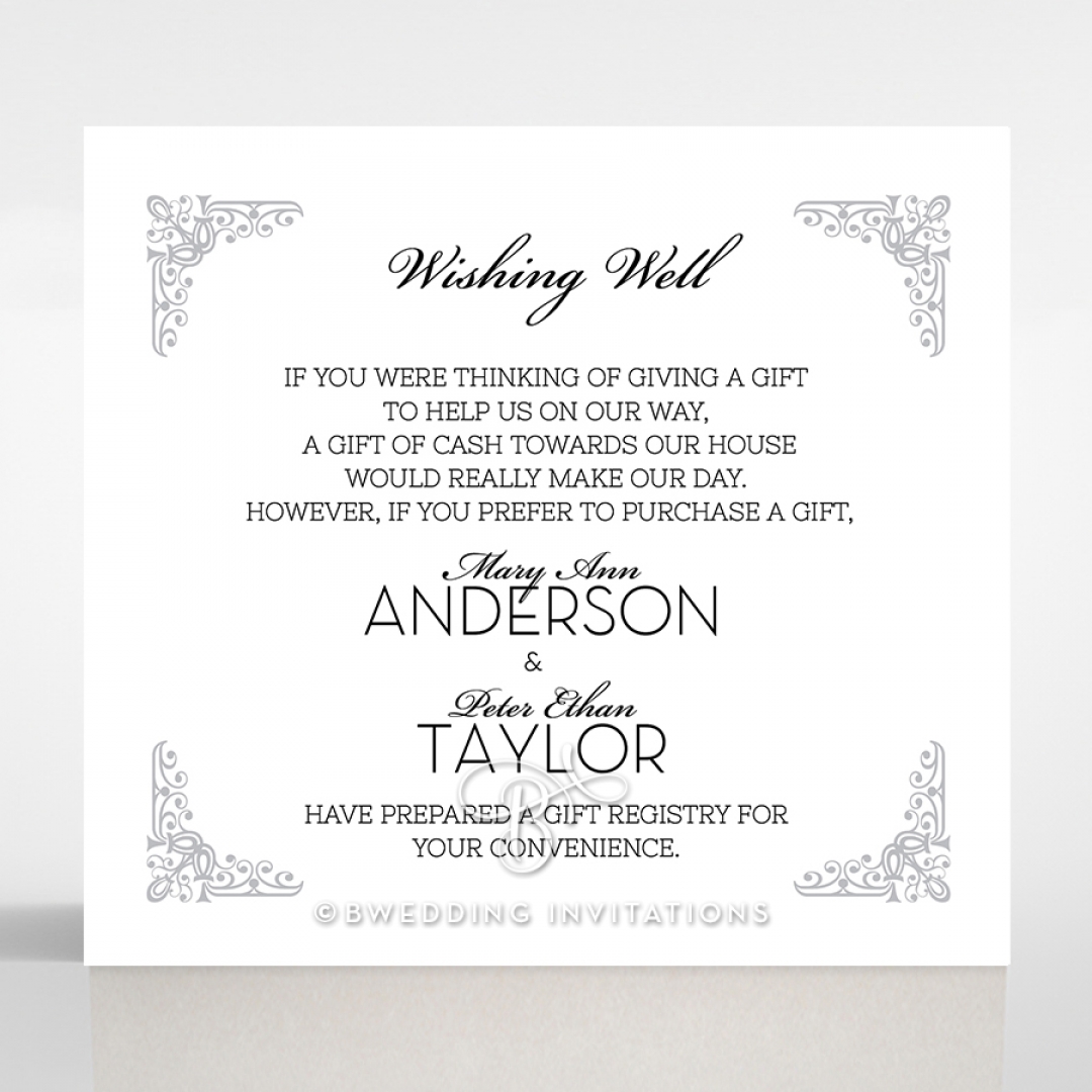 Black on Black Victorian Luxe gift registry wedding card design