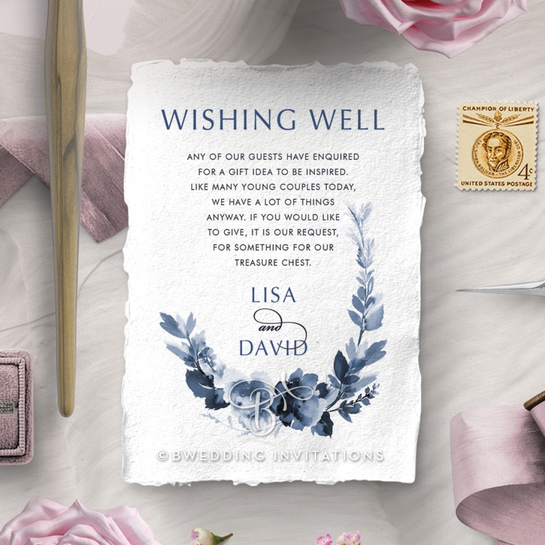 Blissful Union wedding wishing well invitation card