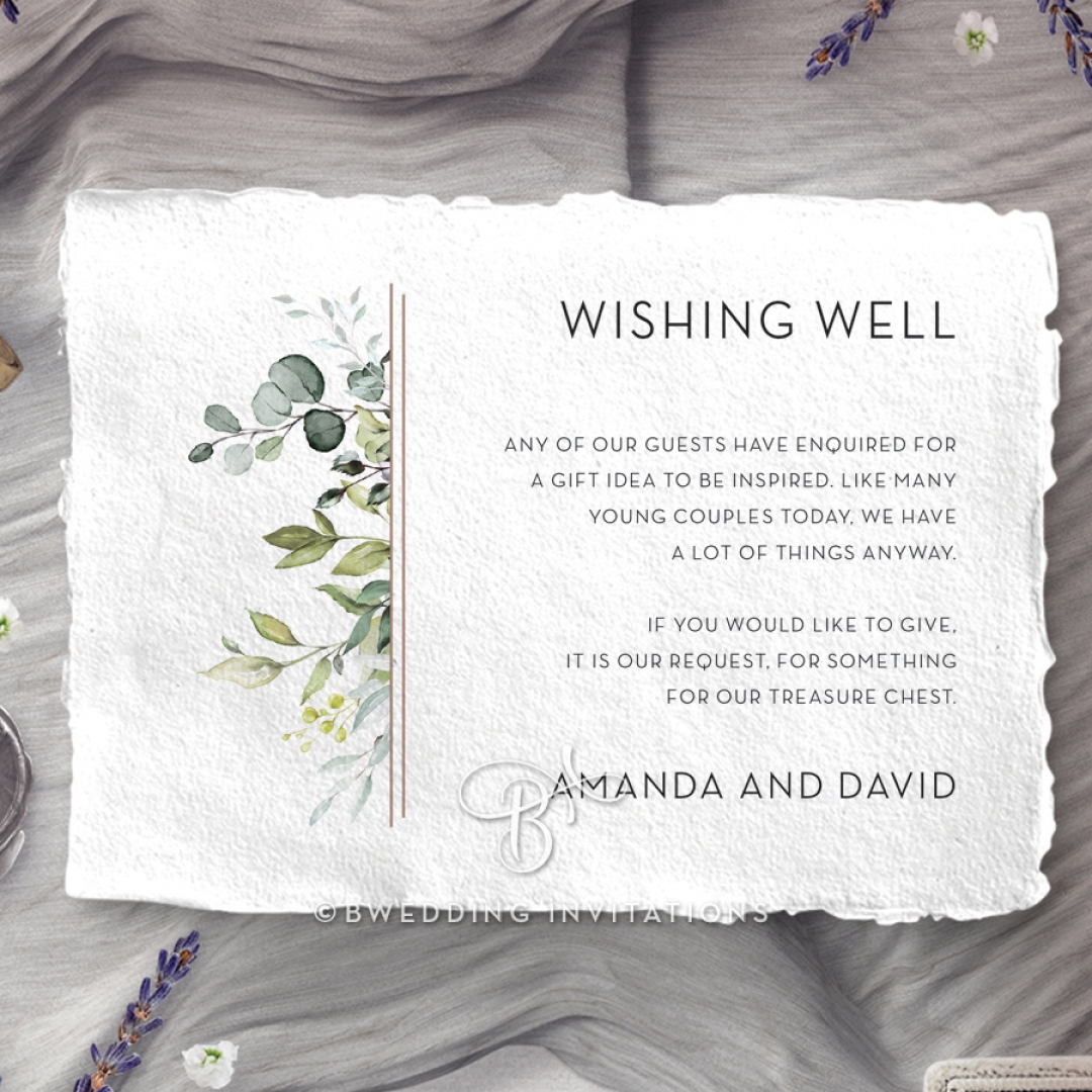 Botanic Romance wedding wishing well invite card