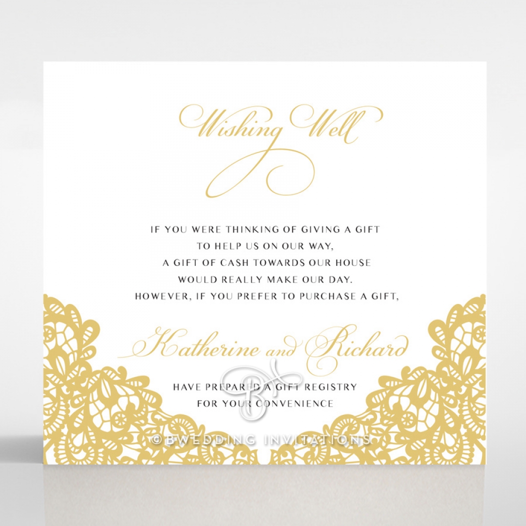 Charming Lace Frame wishing well enclosure invite card design