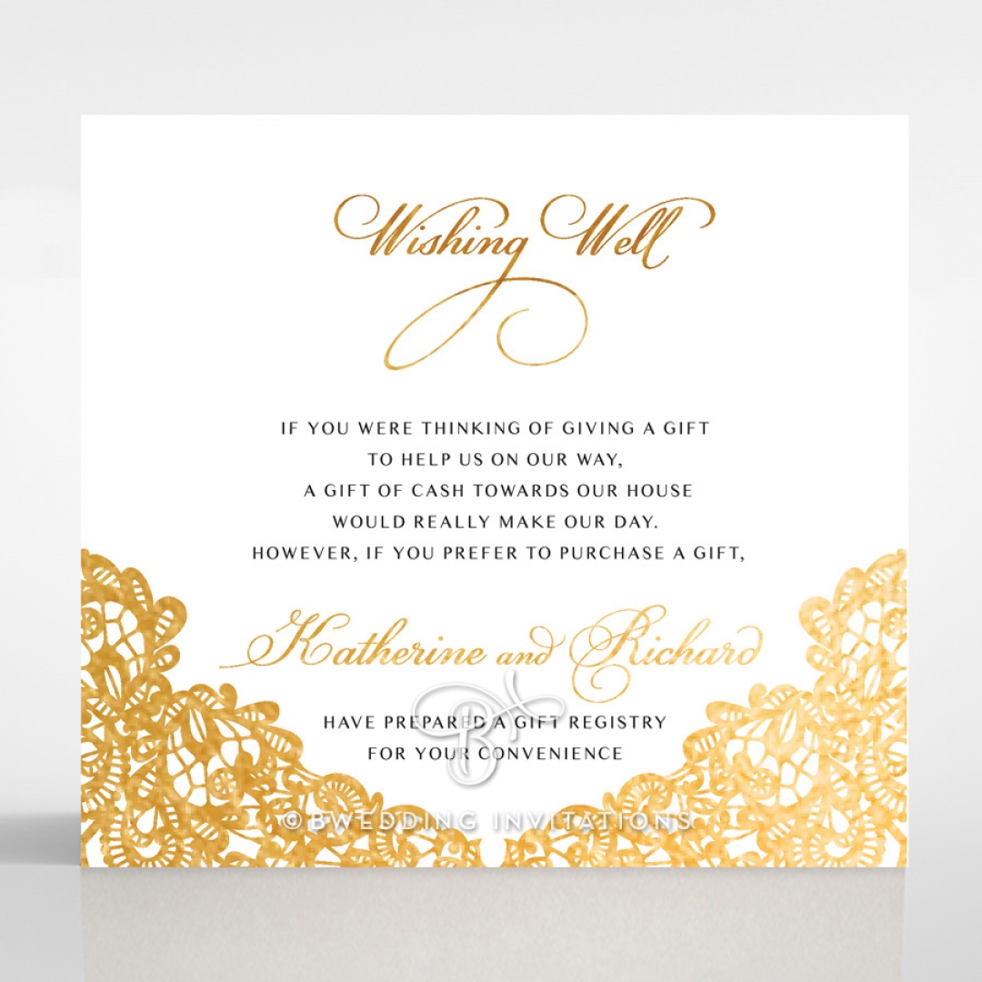 Charming Lace Frame with Foil wishing well enclosure invite card