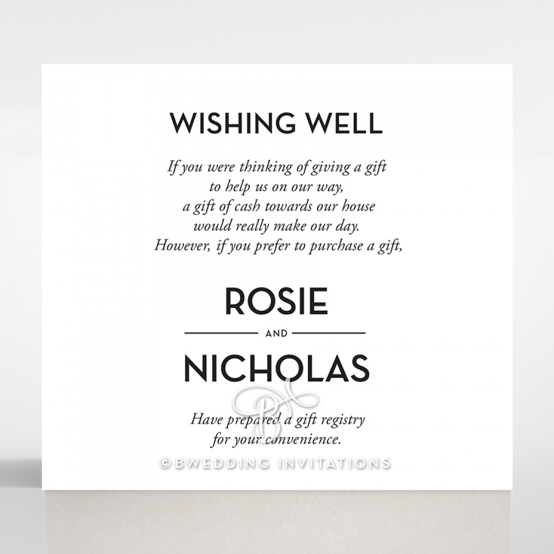 Clear Chic Charm Paper wedding gift registry invite