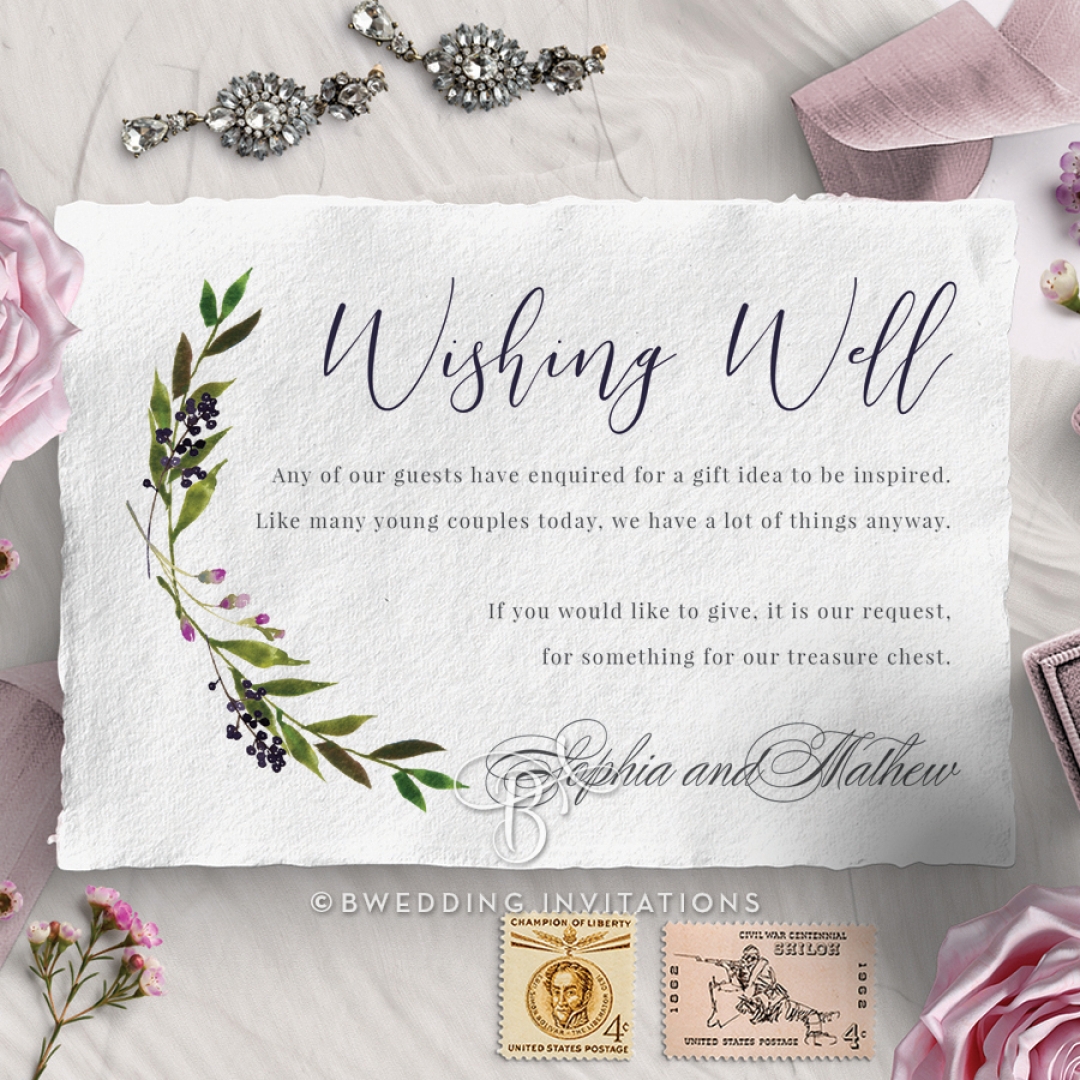 Country Charm wishing well enclosure stationery invite card