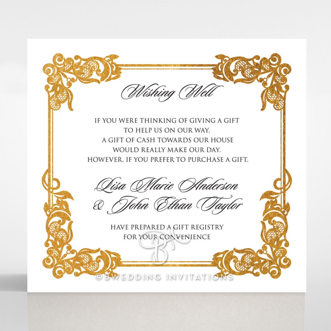 Divine Damask with Foil wedding stationery wishing well invite card