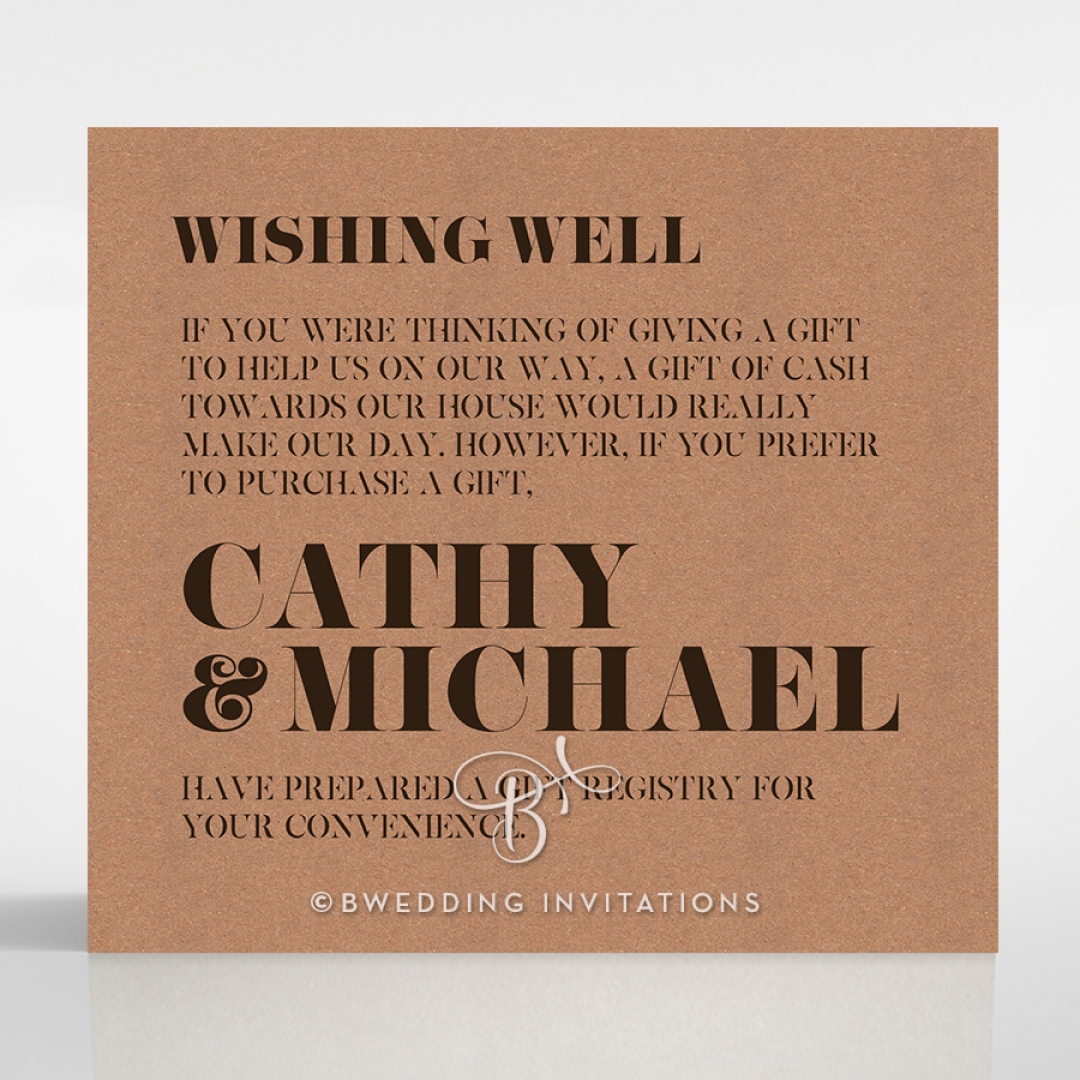 Etched Cork Letter wishing well stationery card design