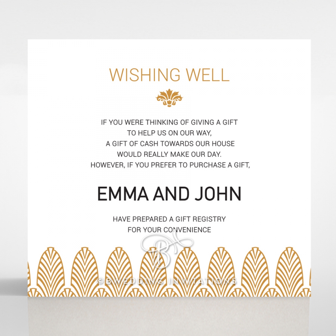 Gilded Decadence wishing well enclosure stationery invite card design