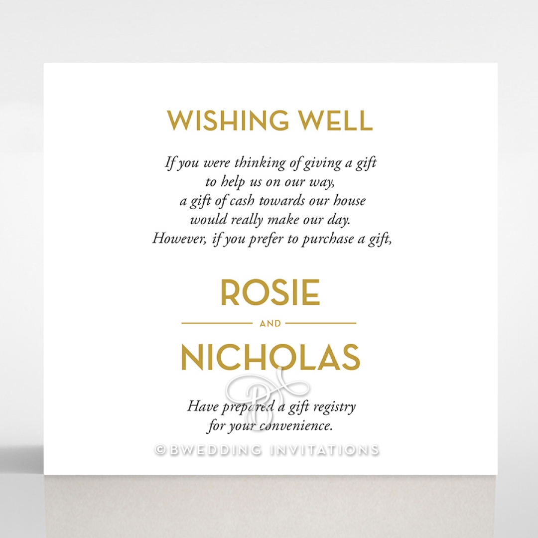 Gold Chic Charm Paper wedding gift registry enclosure card