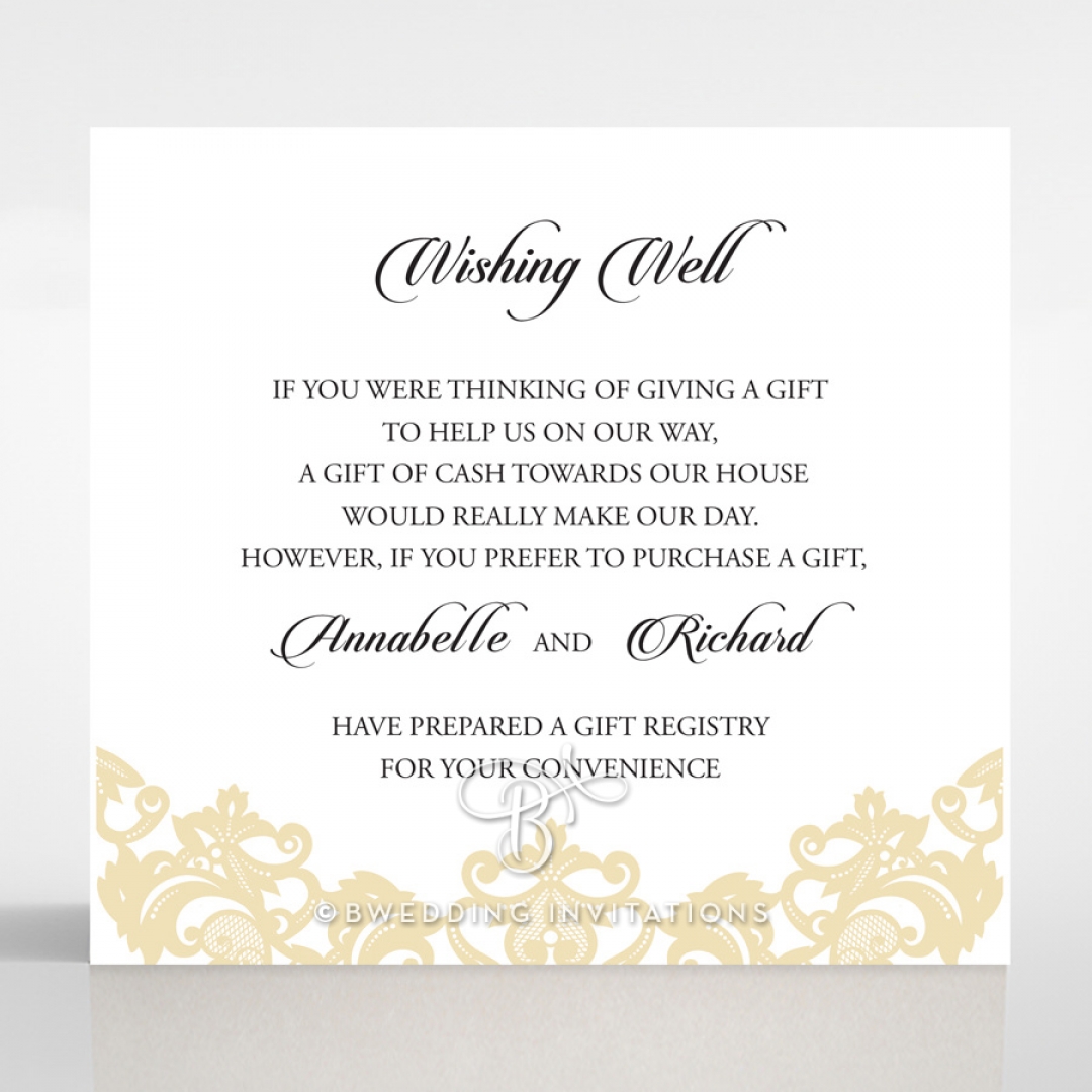 Golden Baroque Pocket wedding stationery wishing well invitation card