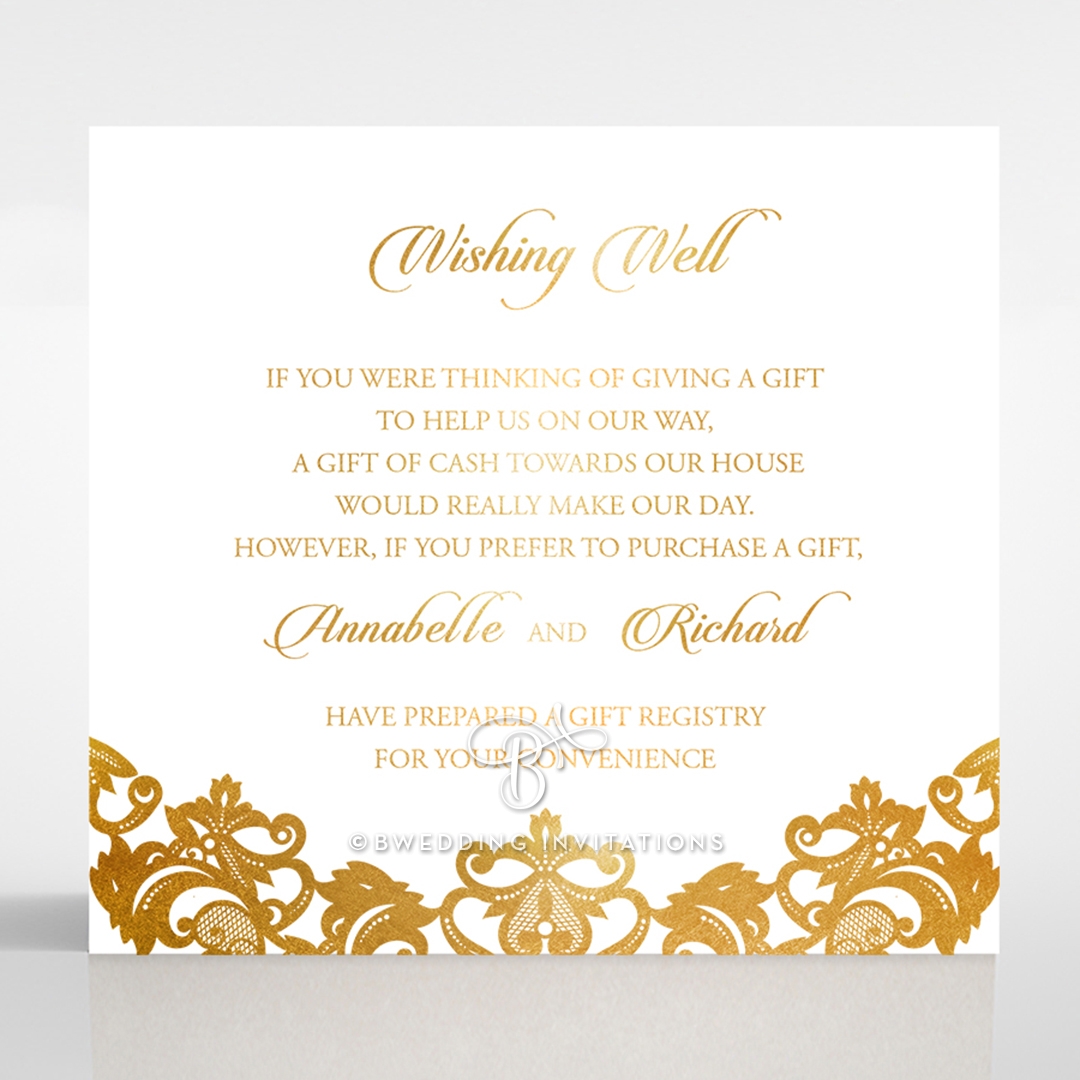 Golden Baroque Pocket with Foil wedding stationery wishing well invitation card design