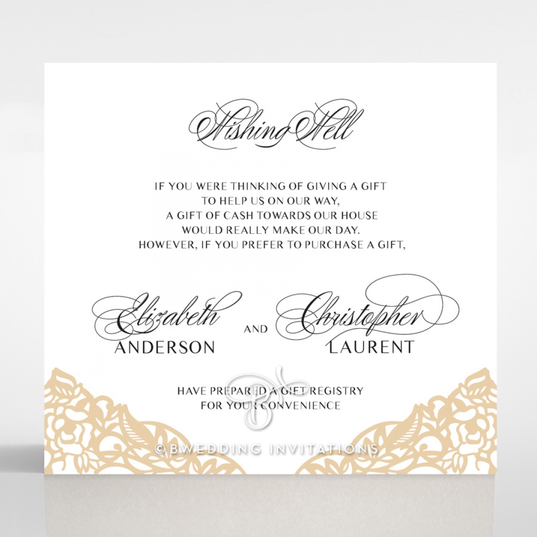 Golden Floral Lux wedding wishing well enclosure invite card design