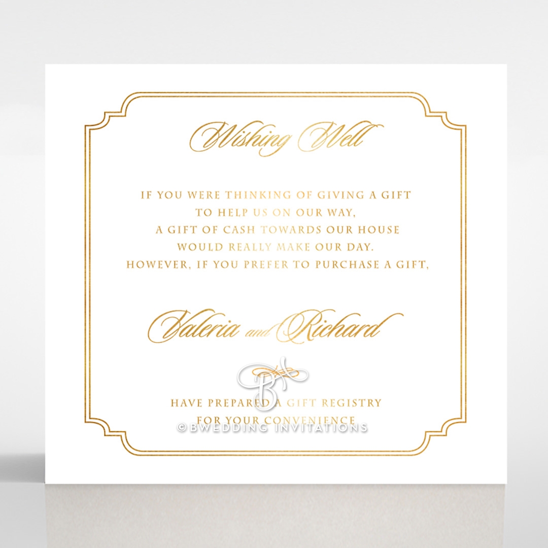 Ivory Victorian Gates with Foil wedding stationery wishing well enclosure invite card design