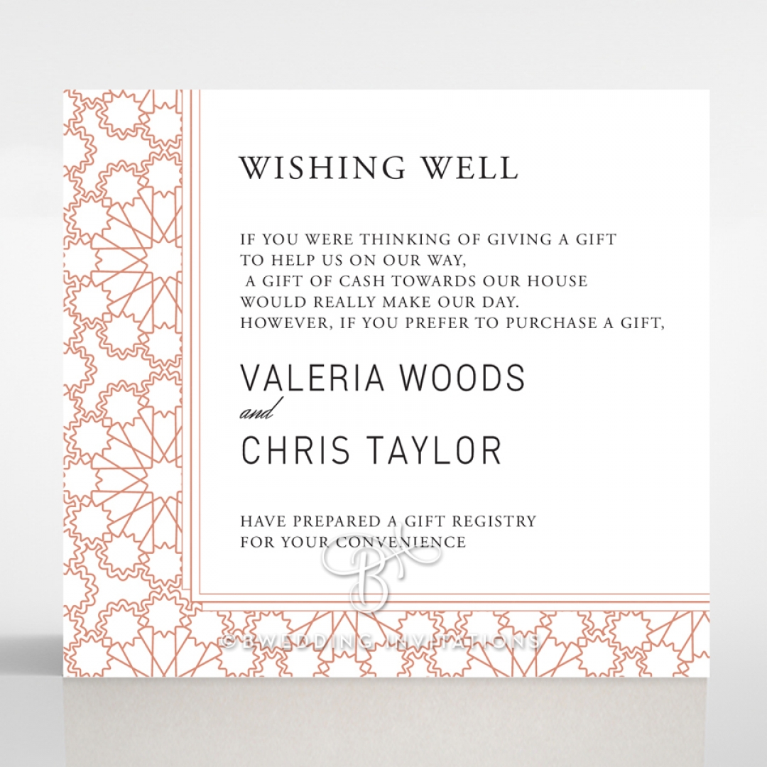 Marrakech wedding stationery gift registry enclosure card