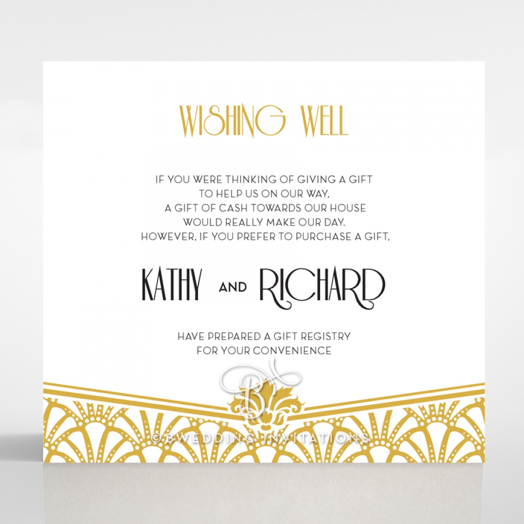 Modern Deco wedding stationery gift registry card design