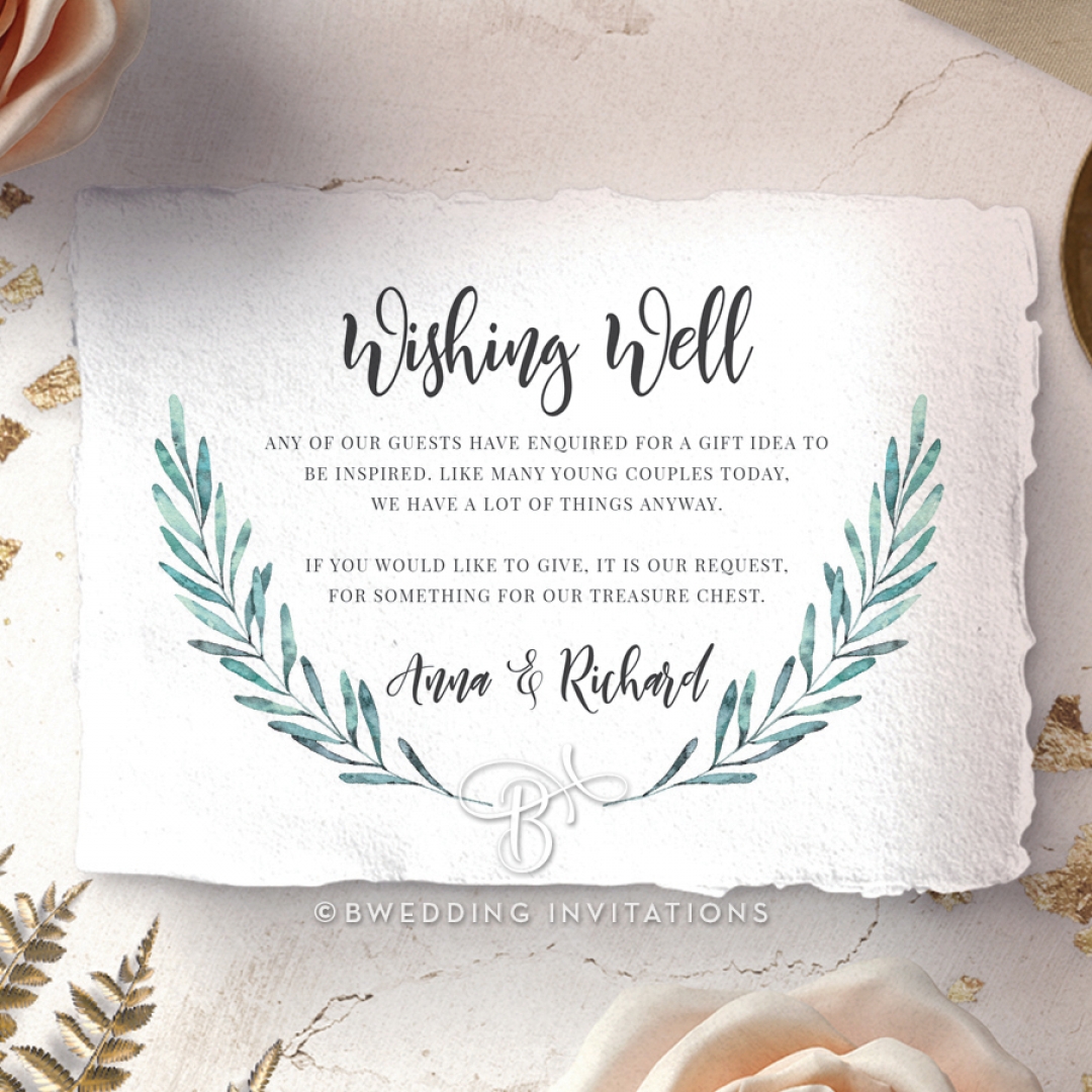 Modern Garland wishing well enclosure card design