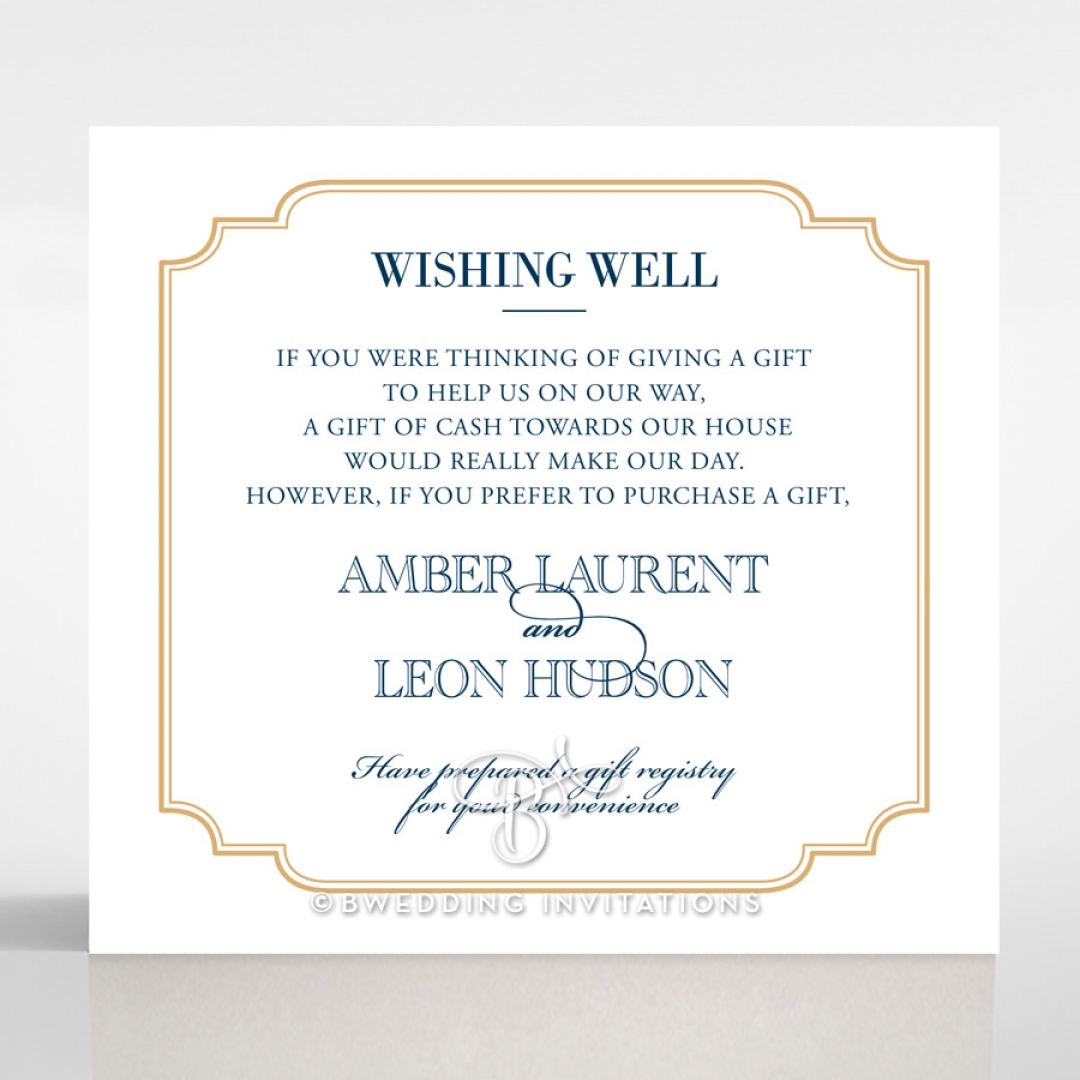 Noble Blue Gates wedding wishing well enclosure invite card