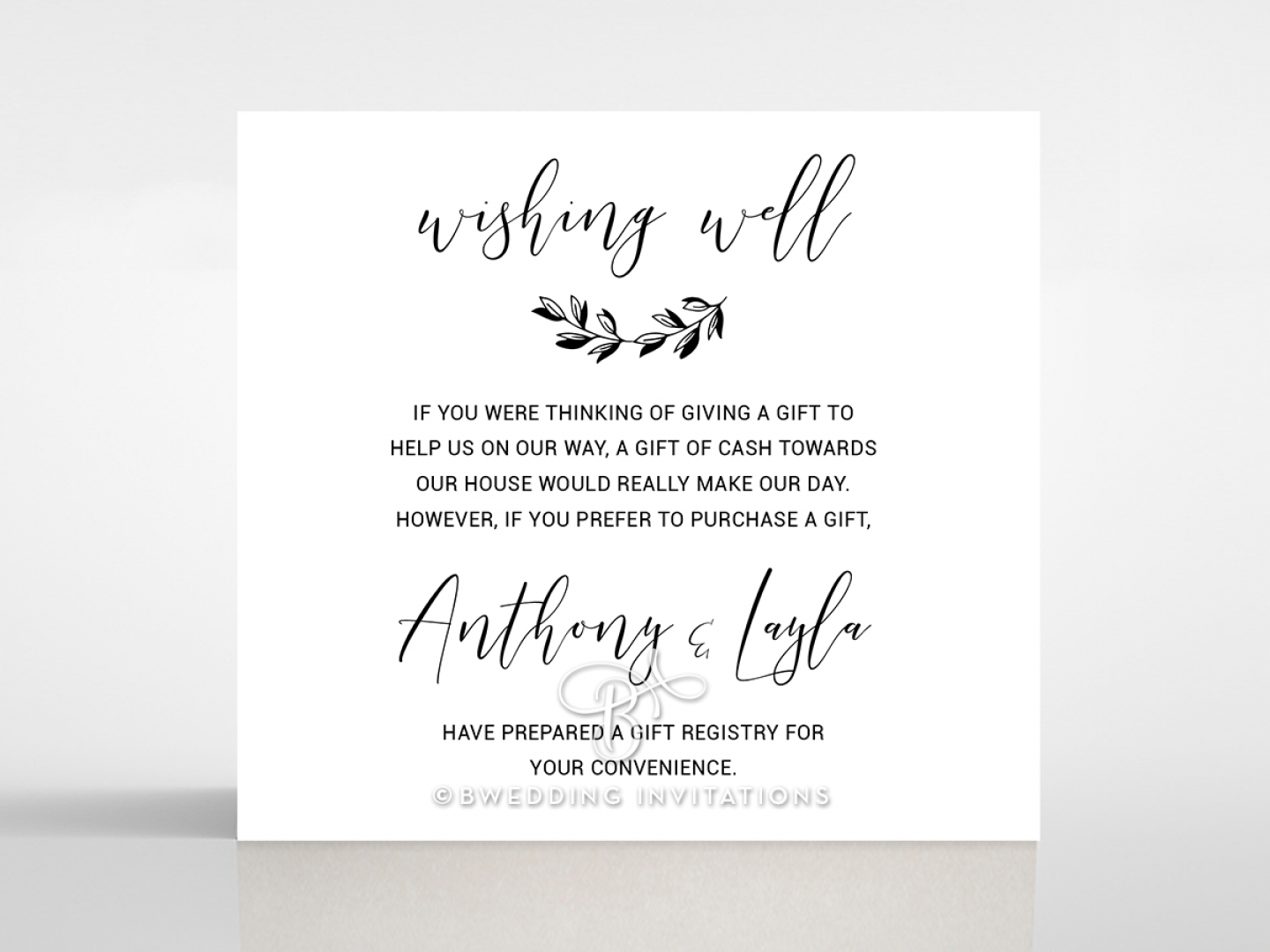 Paper Chic Rustic wedding stationery gift registry card