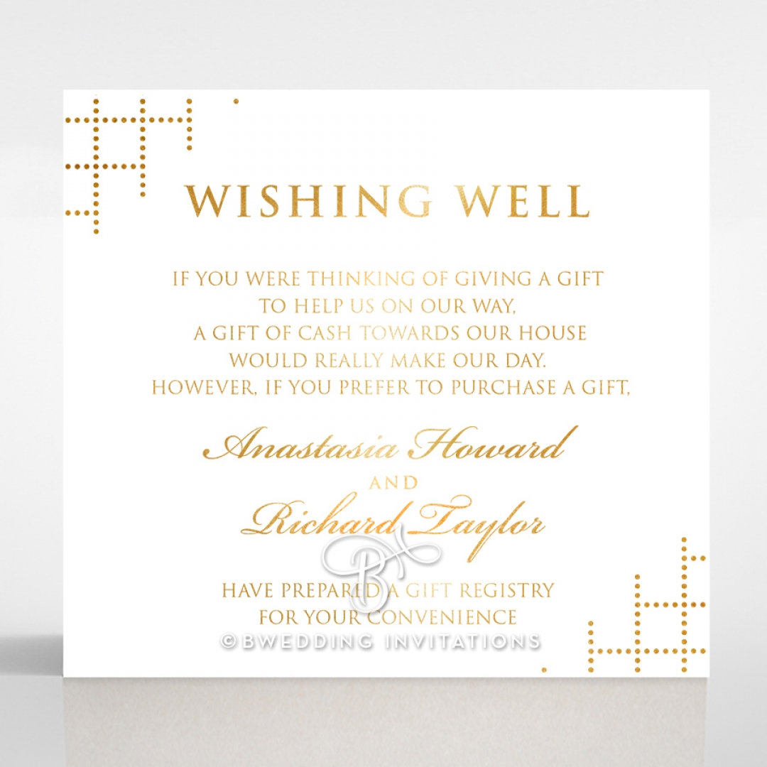 Quilted Letterpress Elegance with foil gift registry card