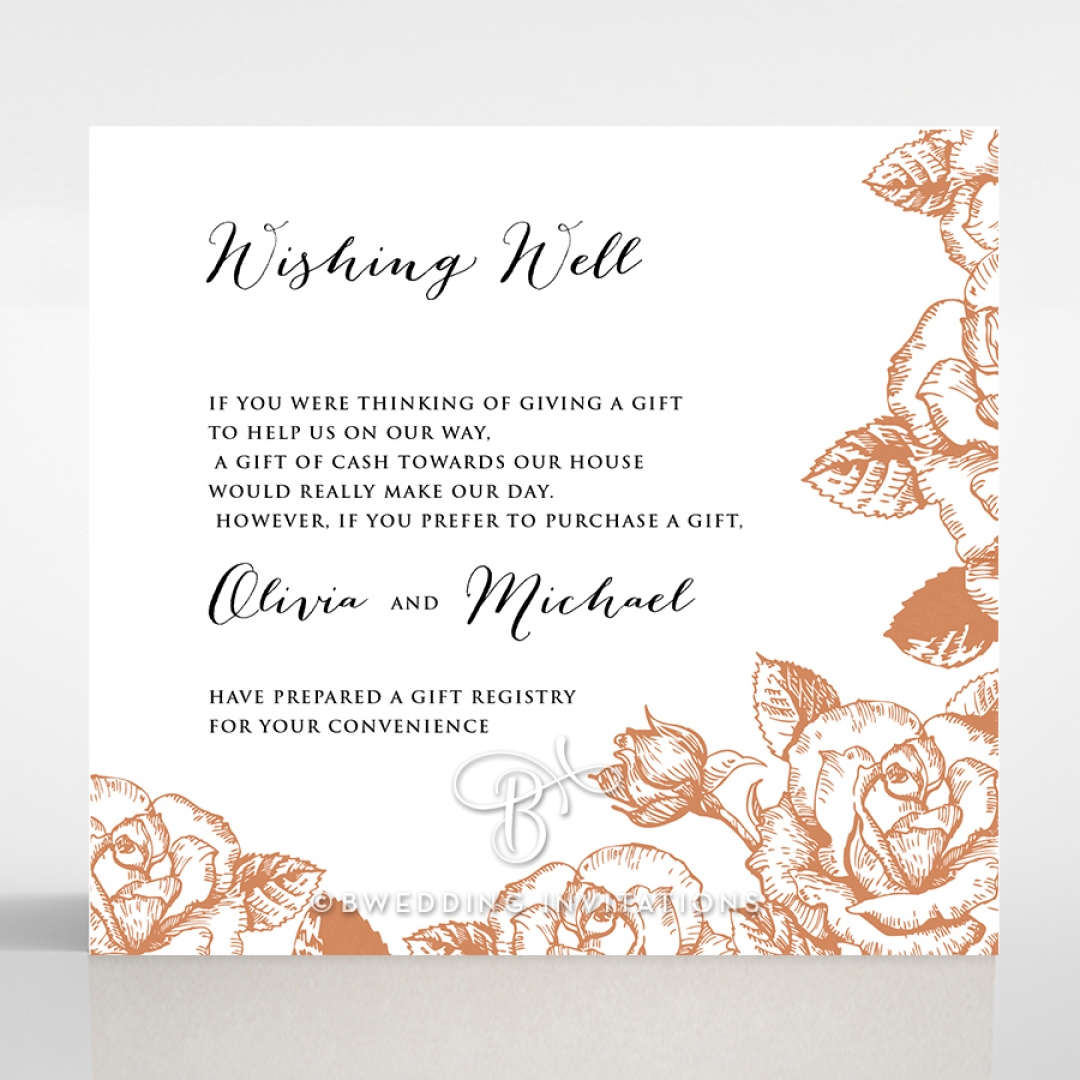 Rose Romance Letterpress gift registry invite card