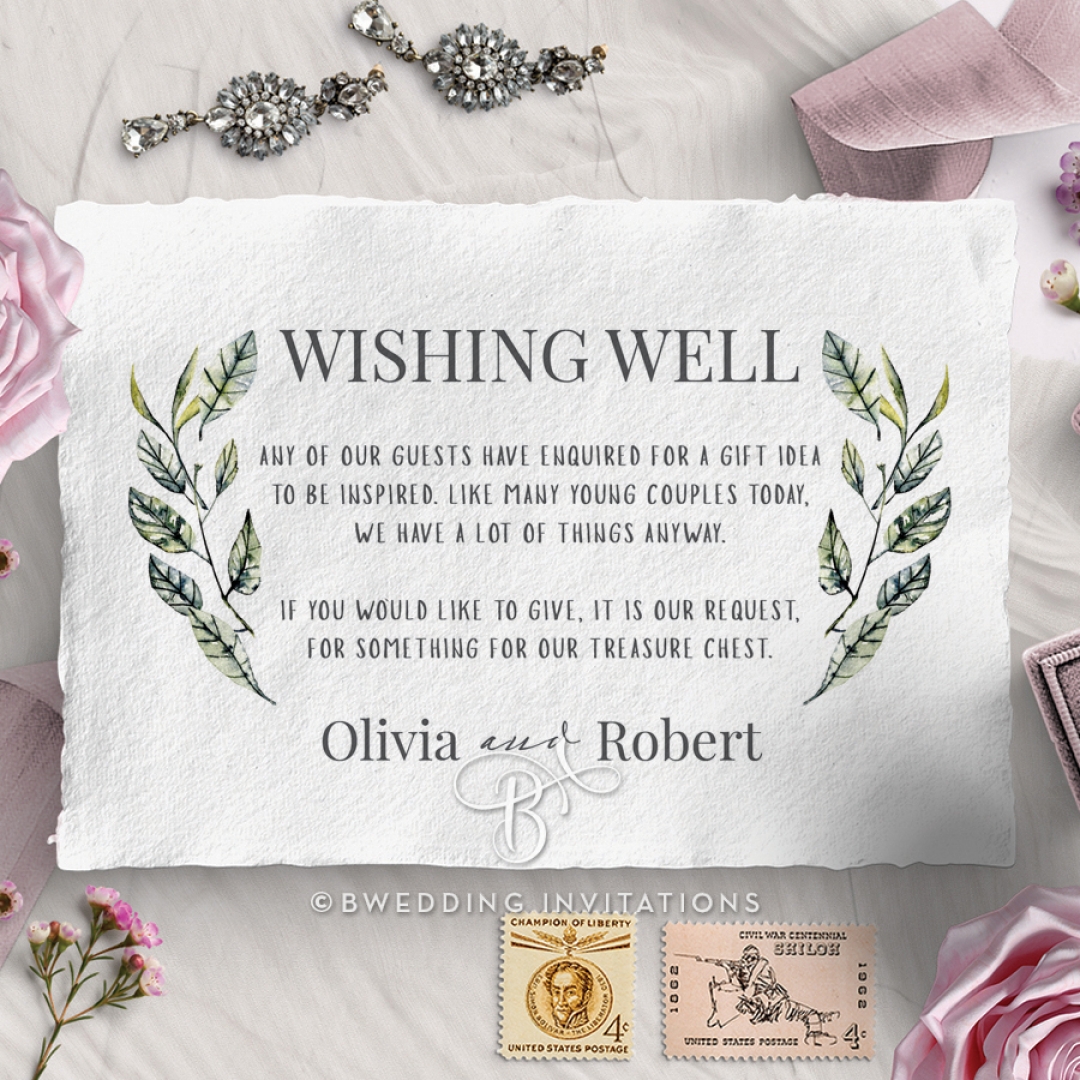 Rustic Affair wishing well enclosure stationery card design