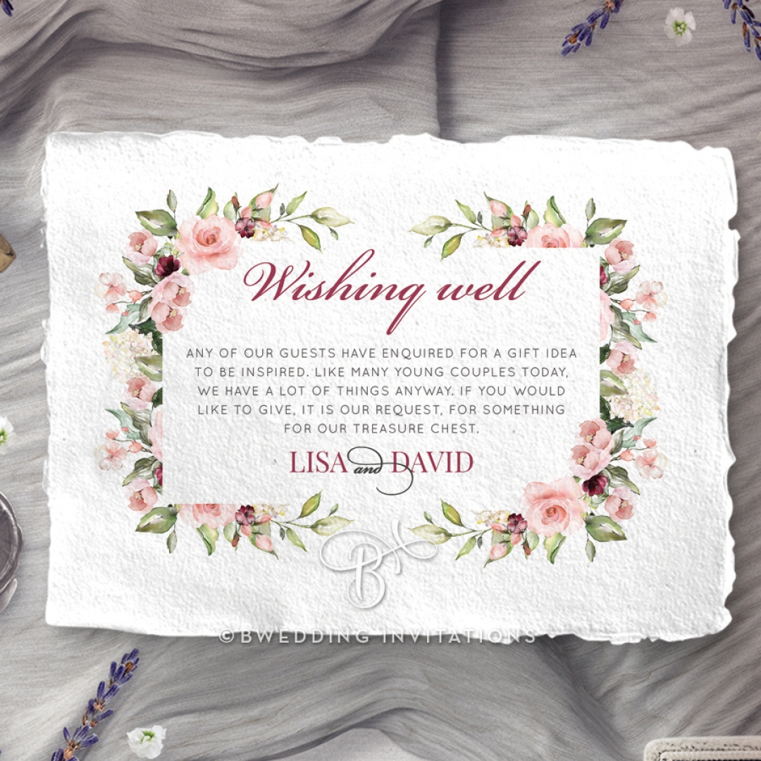 Vines of Love wedding wishing well invite card design