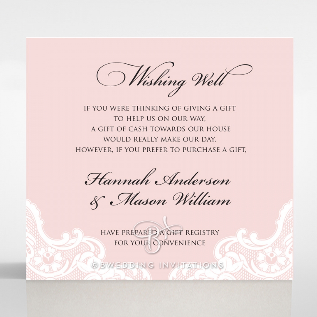 White Lace Drop gift registry invitation