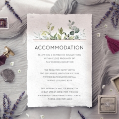 Botanic Romance accommodation enclosure stationery invite card
