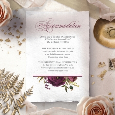 Burgandy Rose accommodation invite card design