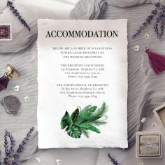 Palm Leaves wedding accommodation invitation