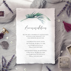 Tiki Hut wedding accommodation invitation card