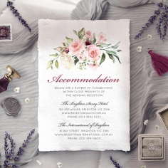 Vines of Love accommodation enclosure stationery invite card design