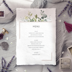 Botanic Romance reception menu card stationery design