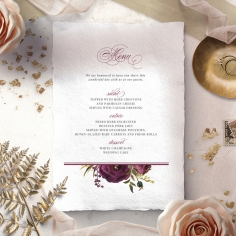 Burgandy Rose wedding venue table menu card stationery item