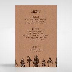 Delightful Forest Romance wedding menu card stationery design