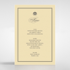 Golden Baroque Gates wedding venue menu card stationery design