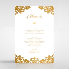 Golden Baroque Pocket with Foil wedding reception menu card stationery