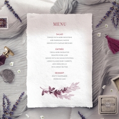 Magenta Wed reception menu card design